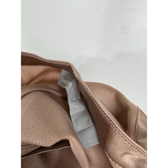 Vince Mandarin Collar Silk Blouse Top Career Size Large L Hidden Button Placket - Picture 5 of 5